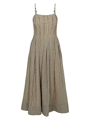 Aster Gingham Fit & Flare Midi-Dress