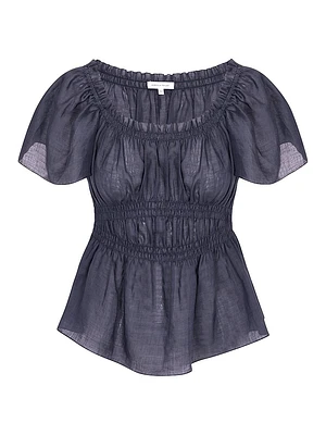Anya Ramie Short-Sleeve Top