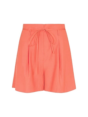 Lena Pleated Paperbag-Waist Shorts