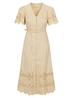 Raquel Embroidered Cotton Midi-Shirtdress