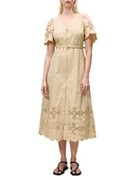 Raquel Embroidered Cotton Midi-Shirtdress