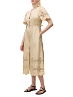 Raquel Embroidered Cotton Midi-Shirtdress