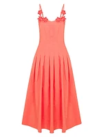 Priya Pleated Cotton Fit & Flare Midi-Dress