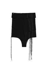Aviator Lace-Up & Fringe-Detailed Miniskirt
