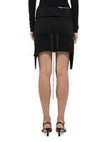 Aviator Lace-Up & Fringe-Detailed Miniskirt