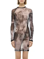 Twisted Printed Sheer Minidress