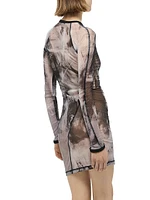 Twisted Printed Sheer Minidress