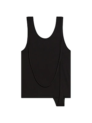 Strap Draped Stretch Cotton Tank