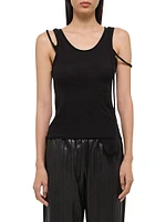 Strap Draped Stretch Cotton Tank