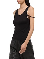 Strap Draped Stretch Cotton Tank