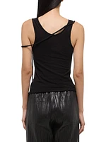Strap Draped Stretch Cotton Tank