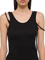 Strap Draped Stretch Cotton Tank