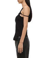 Strap Draped Stretch Cotton Tank