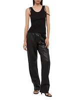 Strap Draped Stretch Cotton Tank