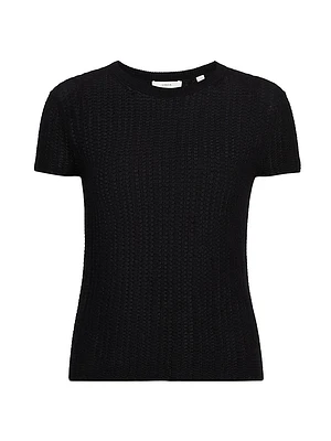Waffle Knit Short-Sleeve Sweater