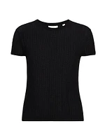 Waffle Knit Short-Sleeve Sweater