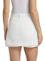 Mid-Rise Tailored Stretch Cotton Skort