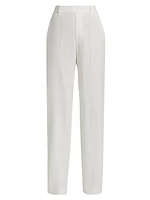 High-Rise Pull-On Linen-Blend Pants