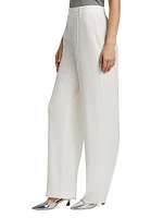 High-Rise Pull-On Linen-Blend Pants