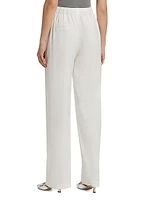 High-Rise Pull-On Linen-Blend Pants