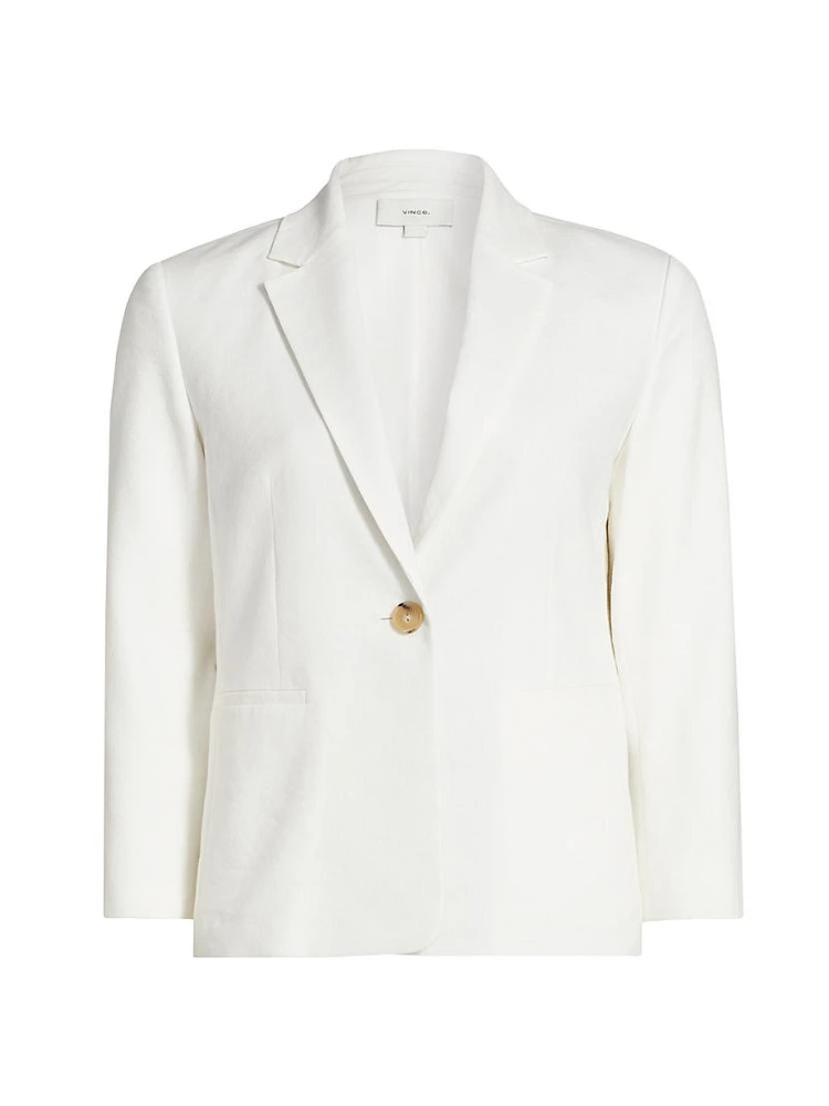 Shrunken Stretch Linen-Blend Blazer