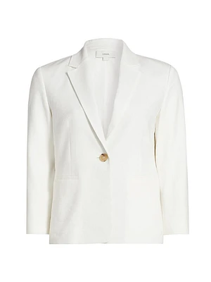 Shrunken Stretch Linen-Blend Blazer