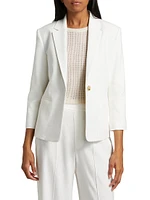 Shrunken Stretch Linen-Blend Blazer