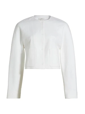 Stretch-Cotton Collarless Jacket