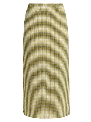 Gingham Textured Midi-Skirt
