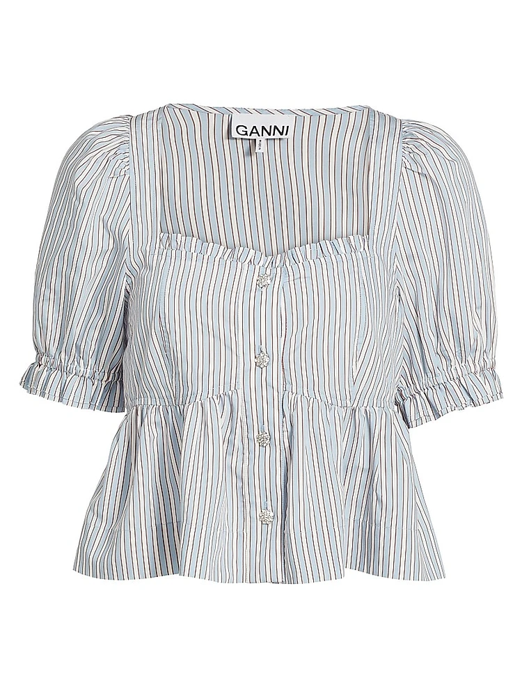 Yarn-Dyed Striped Blouse