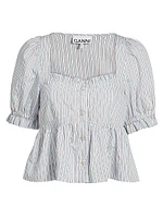 Yarn-Dyed Striped Blouse