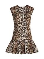 Leopard-Print Cotton Corset Minidress