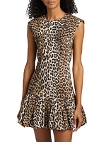 Leopard-Print Cotton Corset Minidress