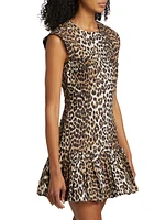 Leopard-Print Cotton Corset Minidress