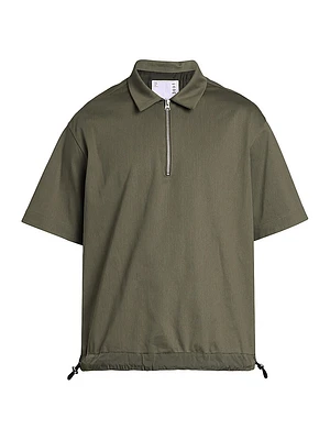 Drawcord Cotton Jersey Polo Shirt