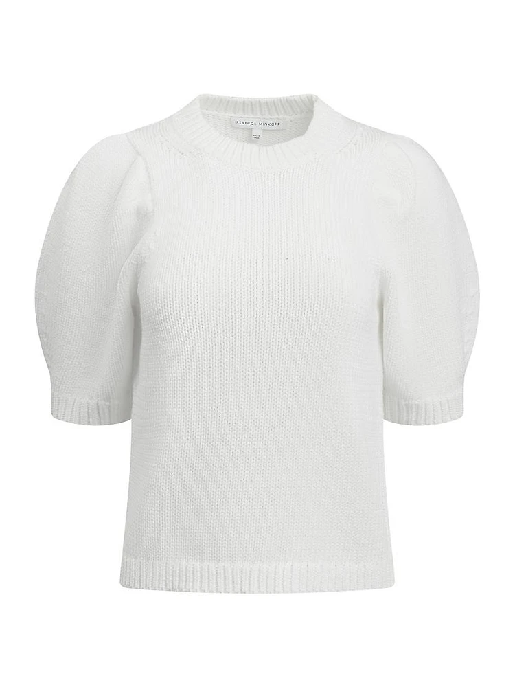 Celeste Cotton-Blend Puff Sleeve Sweater