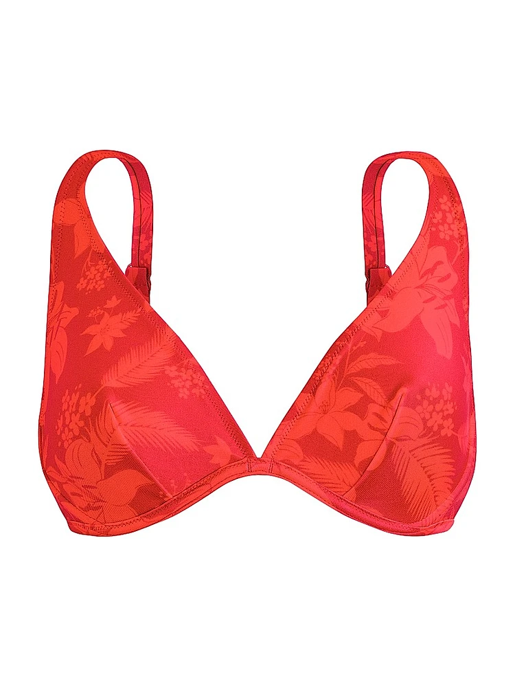 Flower Power Stretch-Jersey Bikini Top