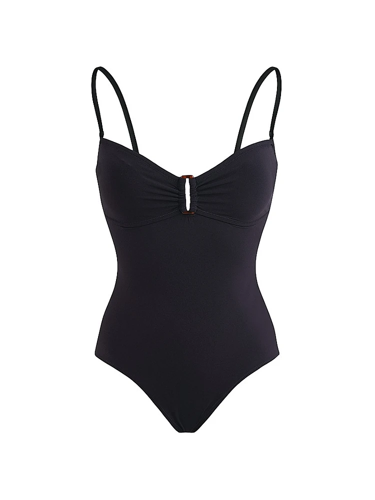 Stretch Jersey Sweetheart Keyhole One-Piece Swimsuit