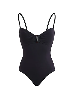 Stretch Jersey Sweetheart Keyhole One-Piece Swimsuit