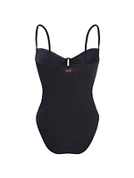 Stretch Jersey Sweetheart Keyhole One-Piece Swimsuit