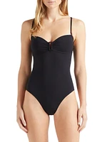 Stretch Jersey Sweetheart Keyhole One-Piece Swimsuit