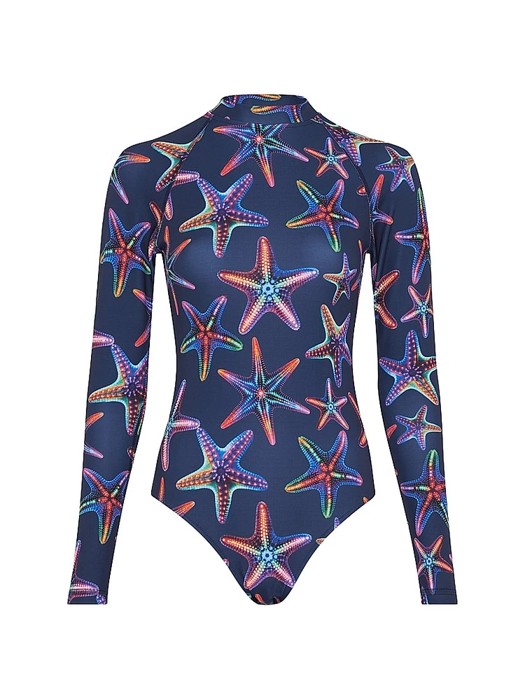 Disco Stars Mock Turtleneck One-Piece Rashguard