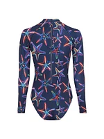 Disco Stars Mock Turtleneck One-Piece Rashguard