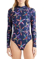 Disco Stars Mock Turtleneck One-Piece Rashguard