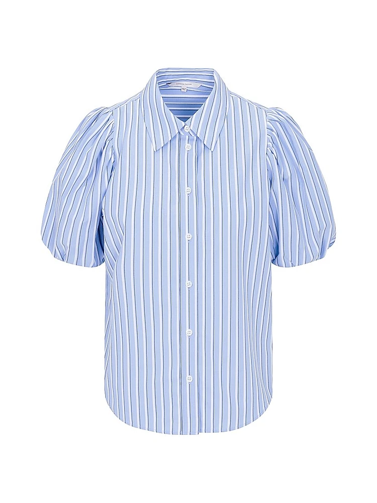 Priya Striped Cotton Button-Front Blouse