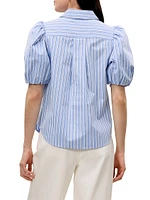 Priya Striped Cotton Button-Front Blouse