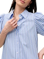 Priya Striped Cotton Button-Front Blouse