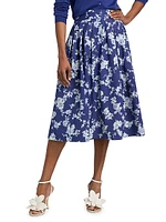 Floral Pleated Midi-Skirt