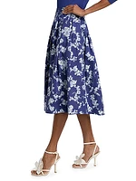 Floral Pleated Midi-Skirt