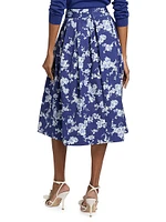 Floral Pleated Midi-Skirt